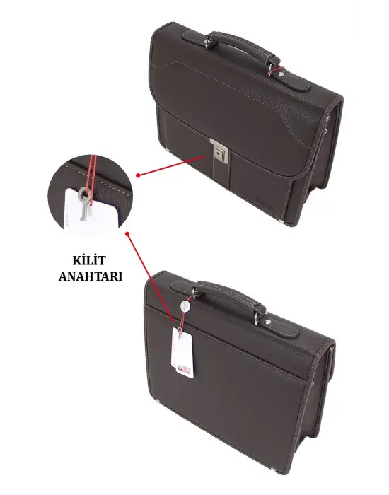 Kahverengi Erkek Evrak Çantası Omuz Askılı 15.6 inç