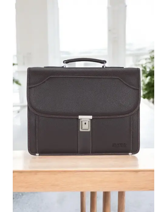 Kahverengi Erkek Evrak Çantası Omuz Askılı 15.6 inç