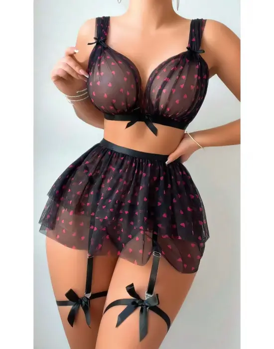 Fantezi Kostüm Takımı Kalpli