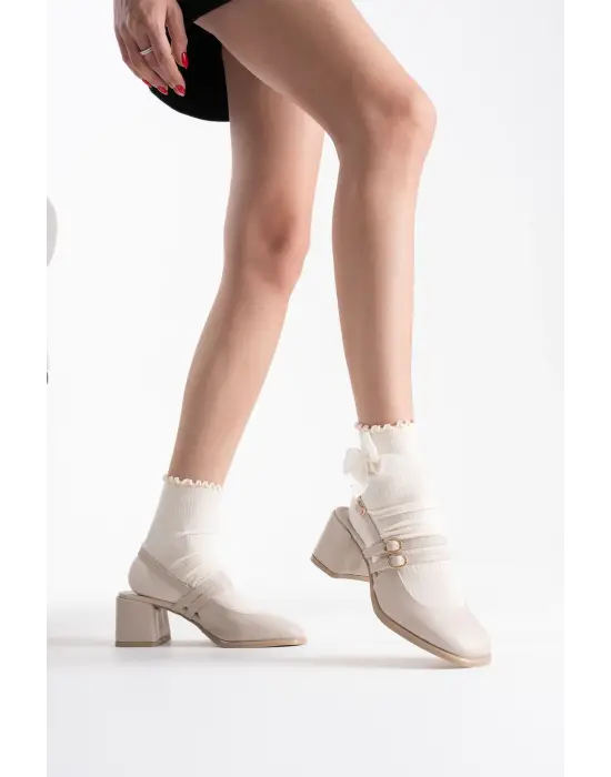 Faye Bej Cilt Kadın Topuklu Ayakkabı