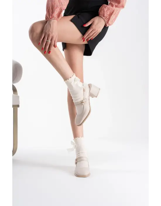 Faye Bej Cilt Kadın Topuklu Ayakkabı