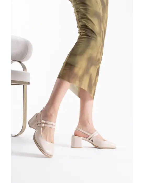 Faye Bej Rugan Kadın Topuklu Ayakkabı