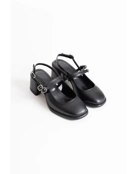 Faye Siyah Cilt Kadın Topuklu Ayakkabı