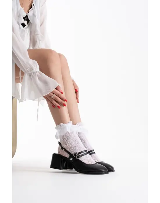 Faye Siyah Cilt Kadın Topuklu Ayakkabı