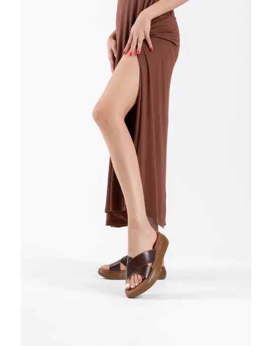 Fayn Acı Kahve Hakiki Deri Terlik