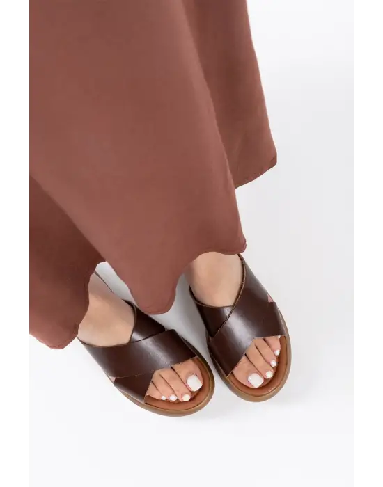 Fayn Acı Kahve Hakiki Deri Terlik