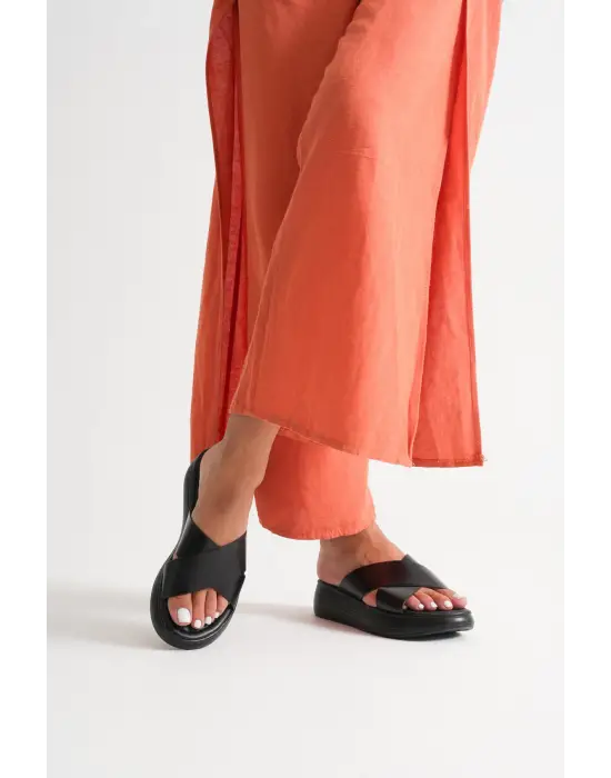 Fayn Siyah Hakiki Deri Terlik