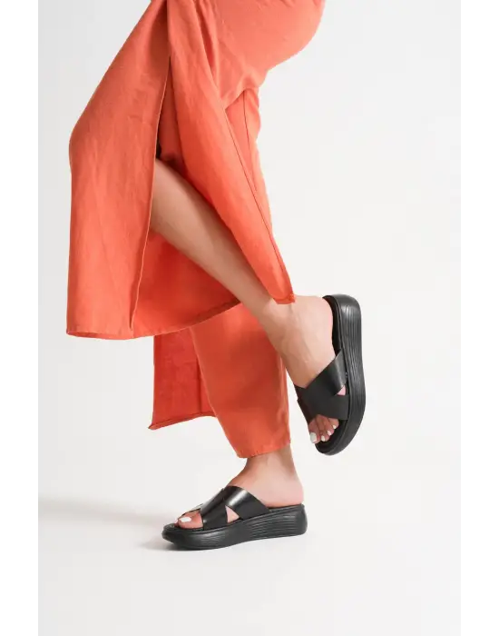 Fayn Siyah Hakiki Deri Terlik