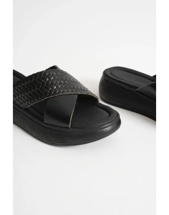 Fayn Siyah Hakiki Deri Terlik