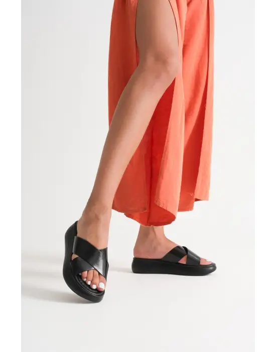 Fayn Siyah Hakiki Deri Terlik