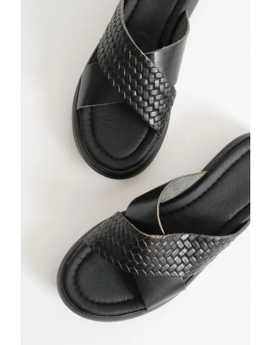 Fayn Siyah Hakiki Deri Terlik