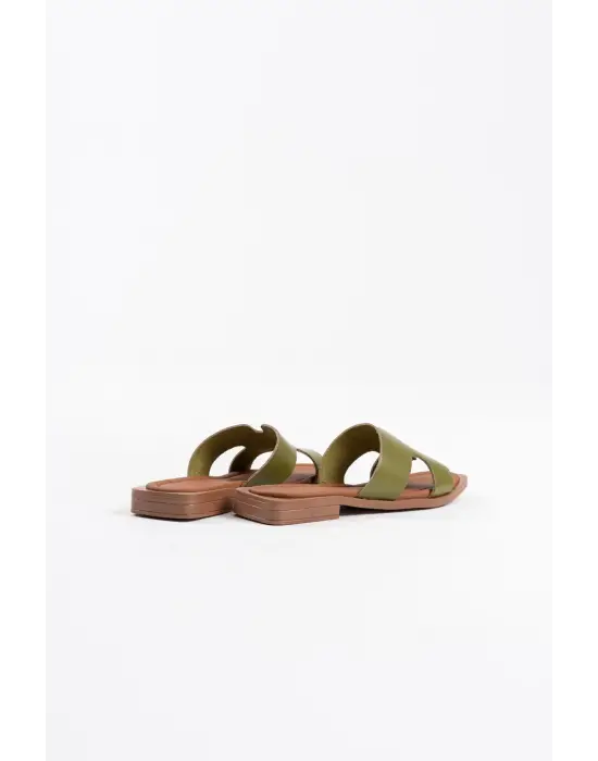 Fergei Haki Yeşili Hakiki Deri Terlik