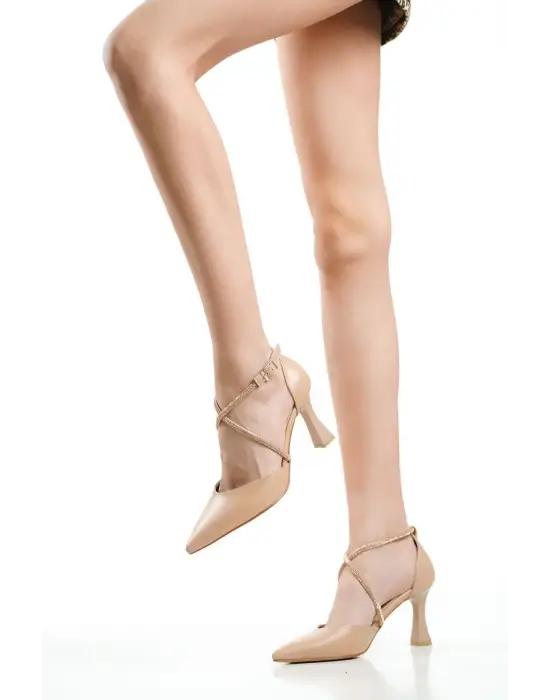 Fiona Taşlı Kadın Nude Topuklu Ayakkabı