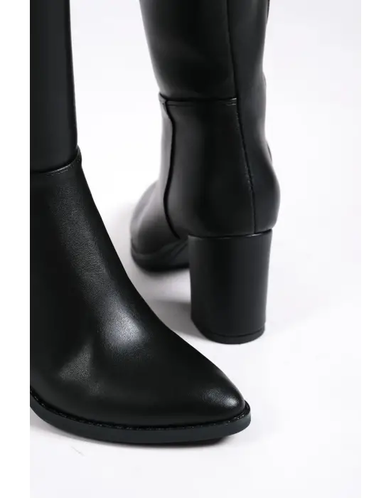 Fıorella Bağcıksız Fermuarlı Ortopedik Taban Kadın Çizme St - Siyah