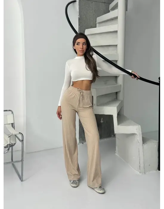 Fitilli Şardonlu Pantolon Bej A4058