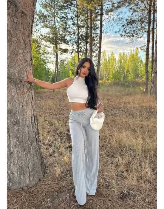 Fitilli Şardonlu Pantolon Gri A4058