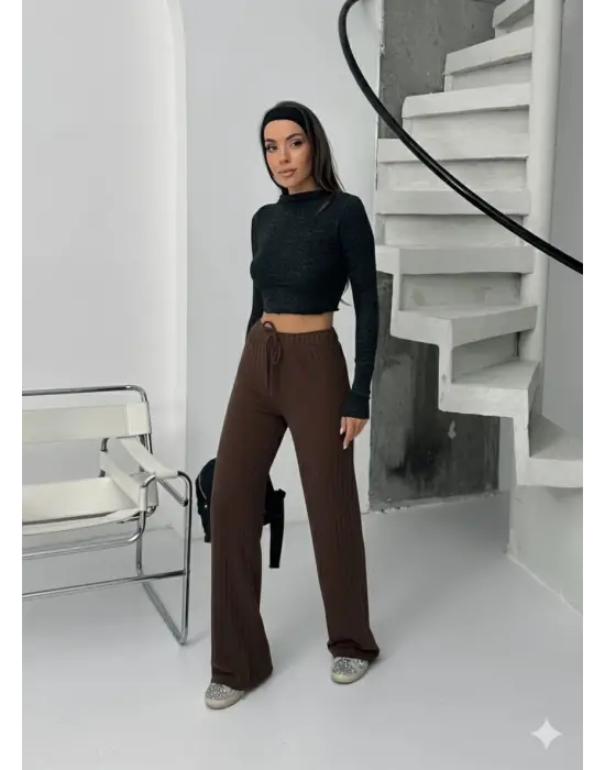 Fitilli Şardonlu Pantolon Kahve A4058