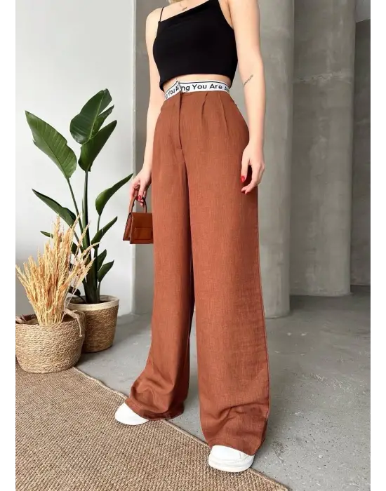 Flamlı Kahve Pantolon