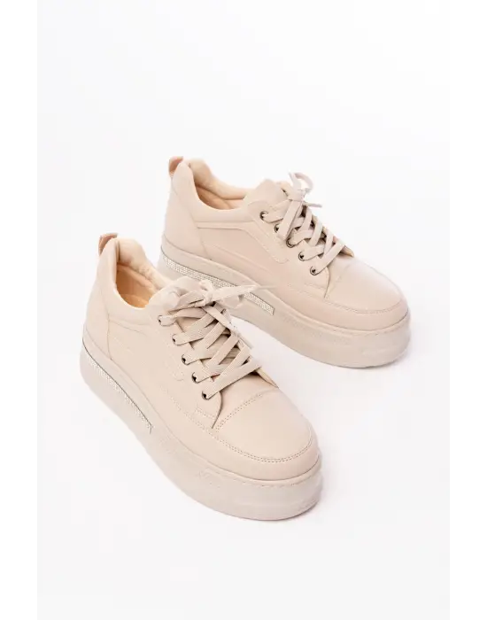 Fln-1999 Nut Bağcıklı Taban Taş Aksesuarlı Günlük Spor Ayakkabı