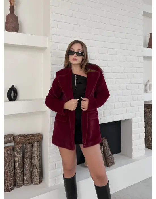 Fok Ceket Premıum Kalite Bordo St255860