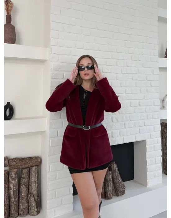 Fok Ceket Premıum Kalite Bordo St255860