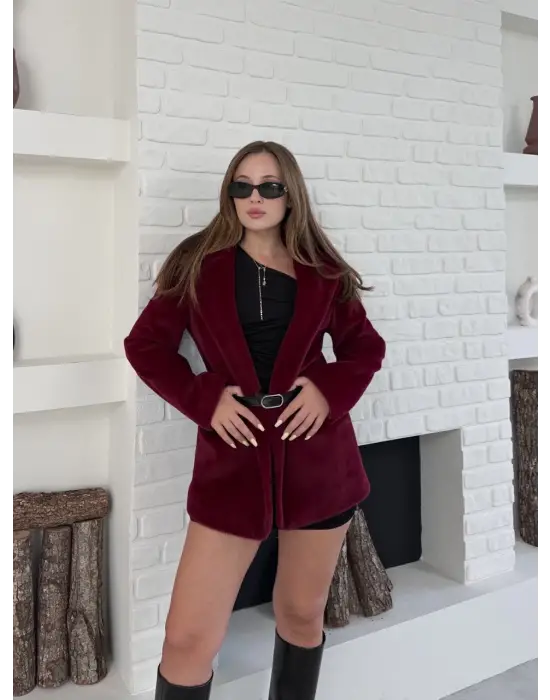 Fok Ceket Premıum Kalite Bordo St255860