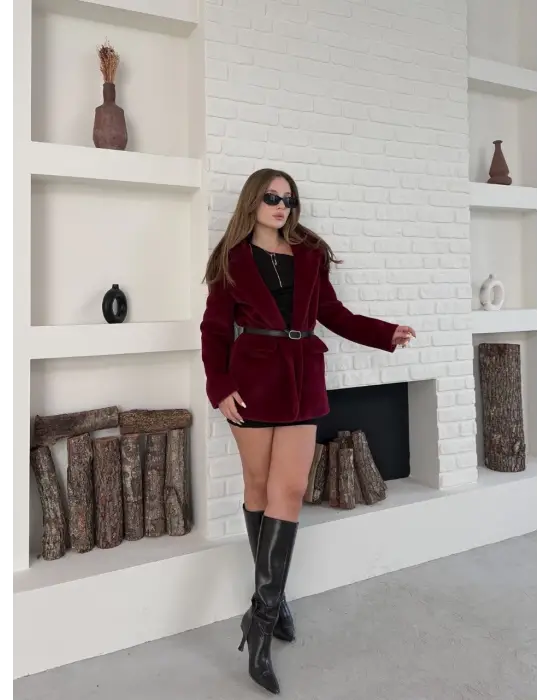 Fok Ceket Premıum Kalite Bordo St255860