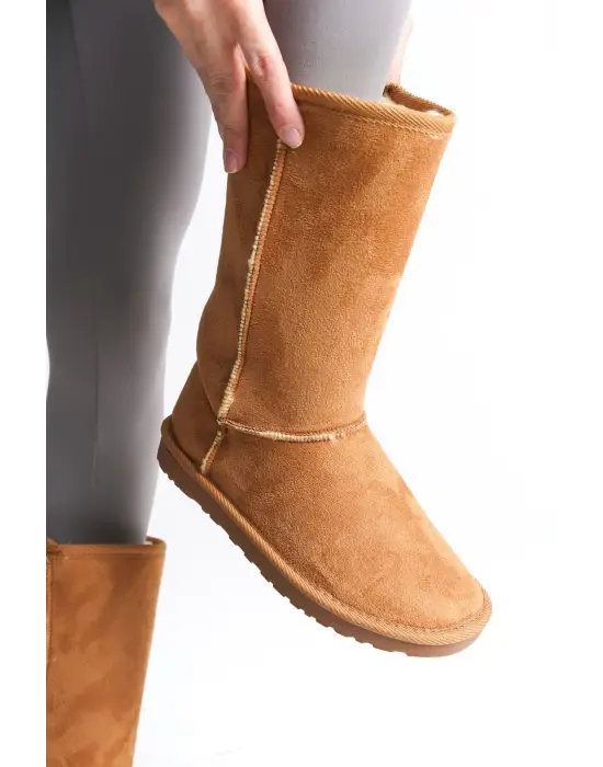 Freya Bağcıksız Düz Taban İçi Kürklü Süet Kadın Bot  Tt - Taba