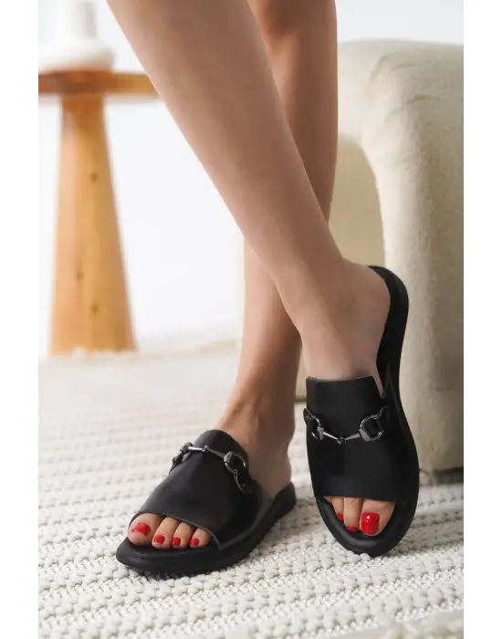 George Siyah Hakiki Deri Terlik