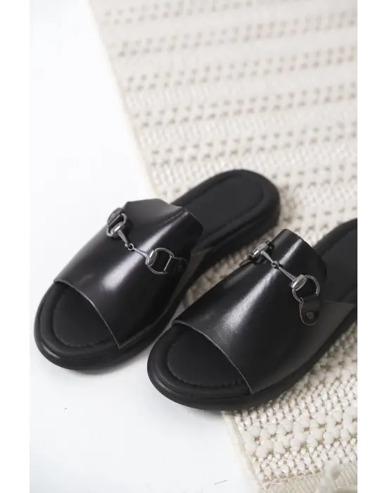 George Siyah Hakiki Deri Terlik