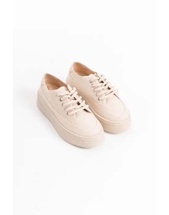 Glown Kadın Bej Keten Spor Ayakkabı