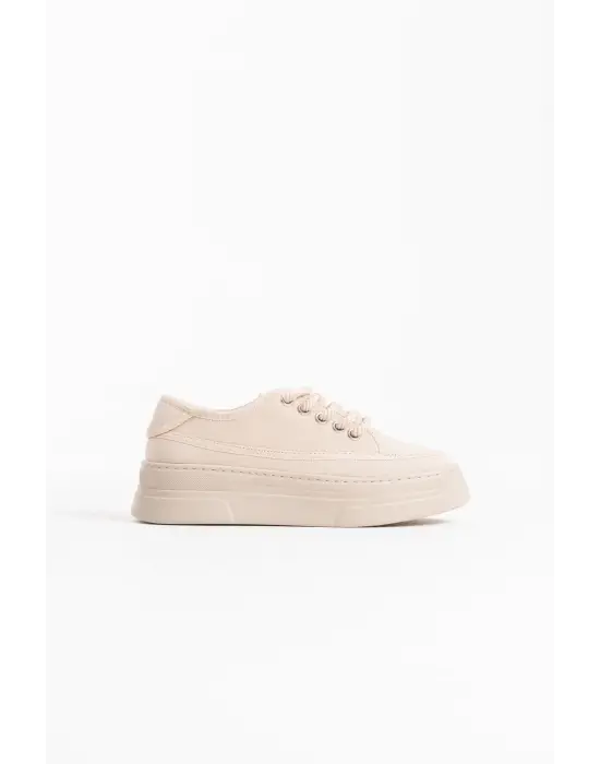 Glown Kadın Bej Keten Spor Ayakkabı