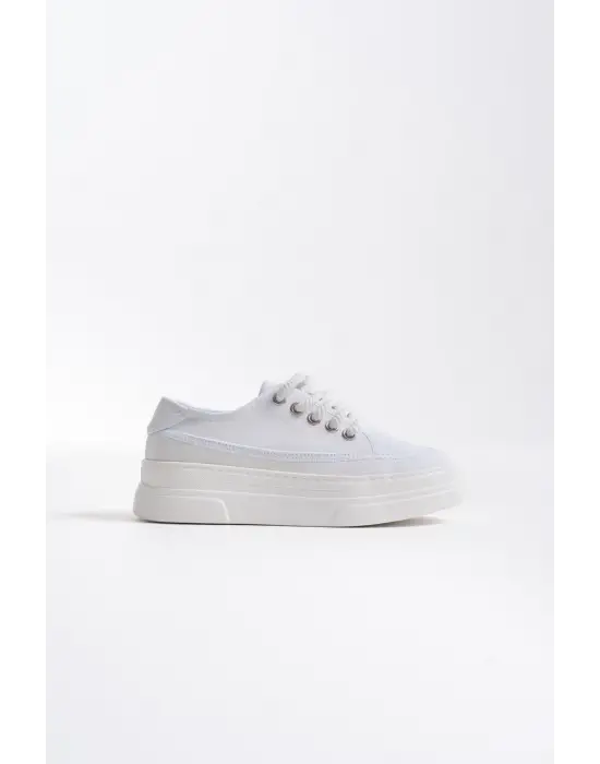 Glown Kadın Beyaz Keten Spor Ayakkabı