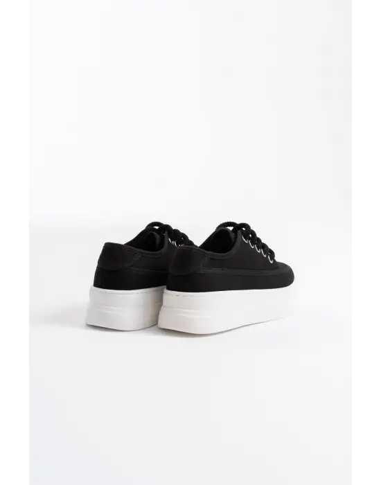 Glown Kadın Siyah Keten Spor Ayakkabı