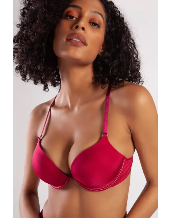 Golshan Garland Heavy Push Up Bra, Şarap Rengi  Konforlu Ve Şık Sütyen