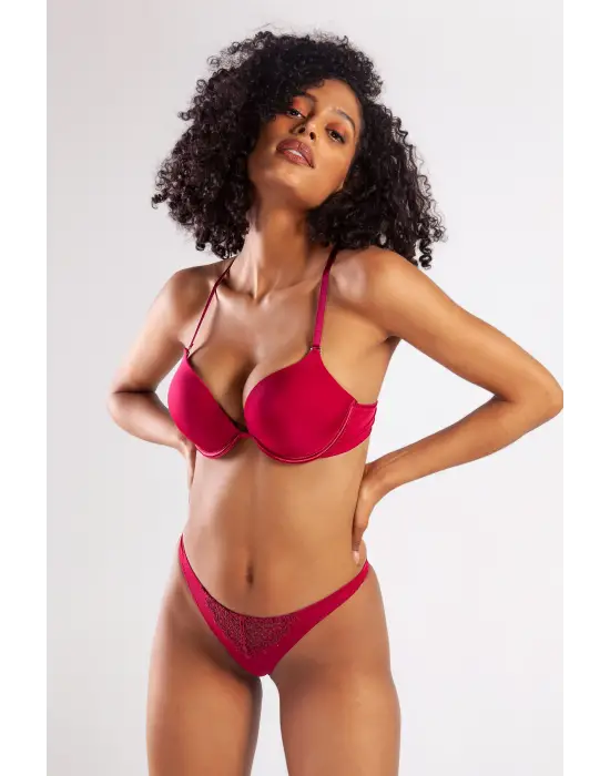 Golshan Garland Heavy Push Up Bra, Şarap Rengi  Konforlu Ve Şık Sütyen