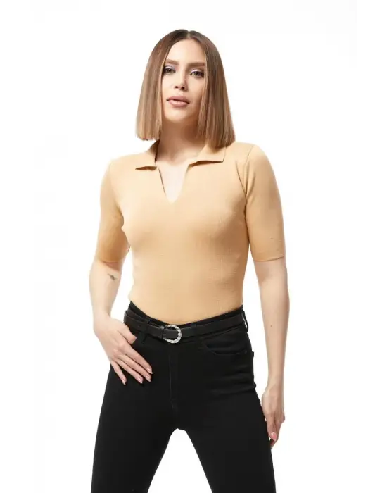 Gömlek Yaka Yazlık Triko Bluz