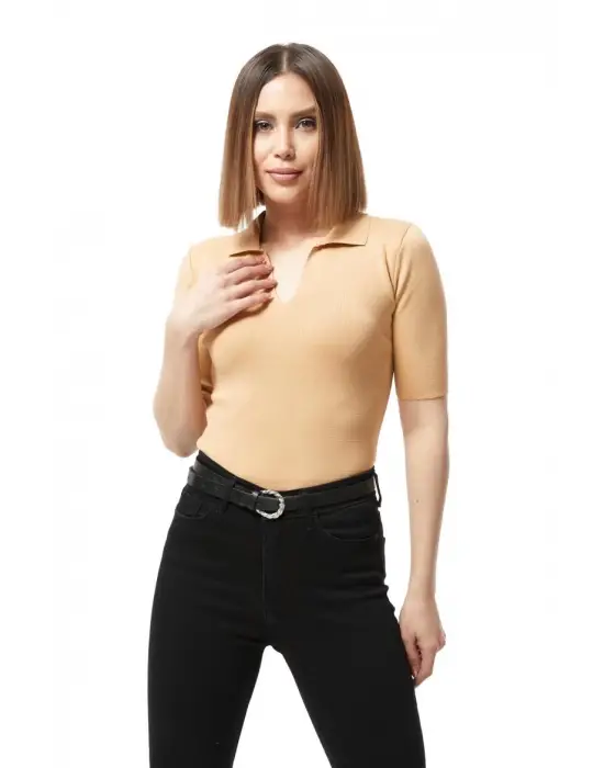 Gömlek Yaka Yazlık Triko Bluz