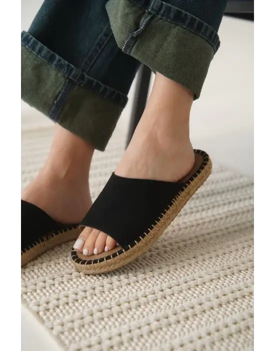 Grey Süet Siyah Kadın Terlik