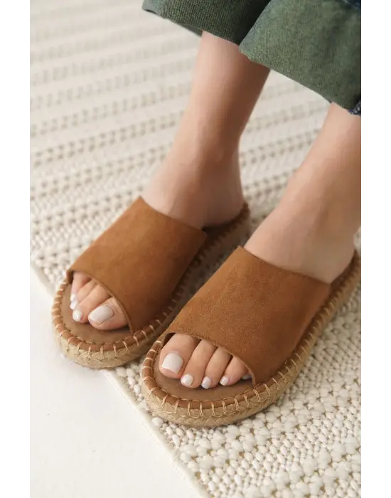 Grey Süet Taba Kadın Terlik