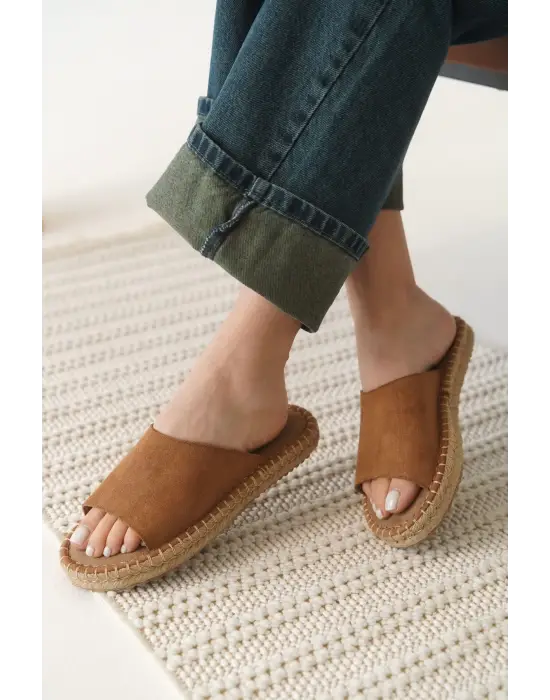 Grey Süet Taba Kadın Terlik