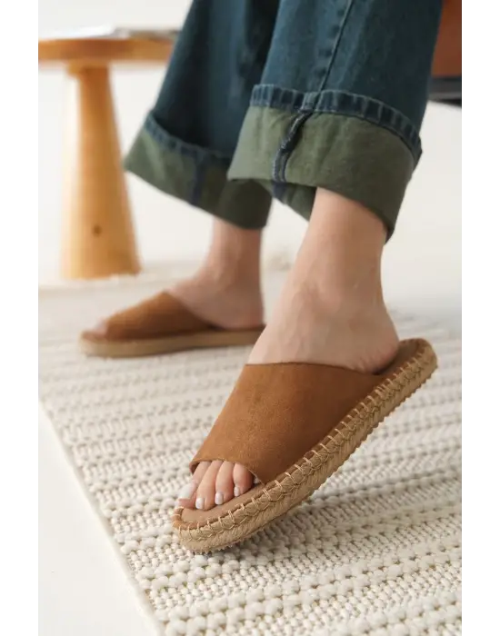 Grey Süet Taba Kadın Terlik