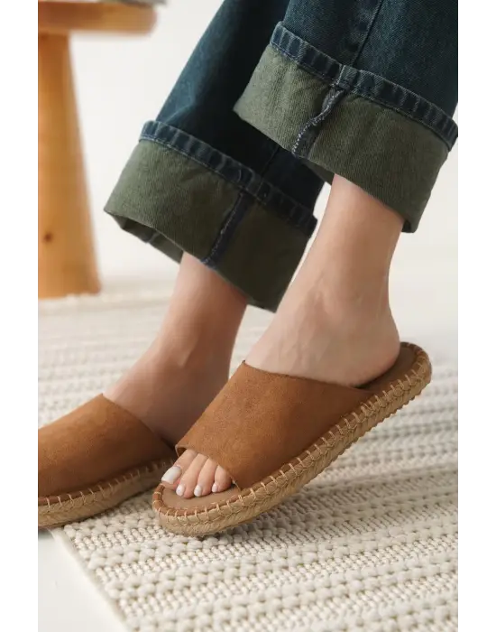 Grey Süet Taba Kadın Terlik