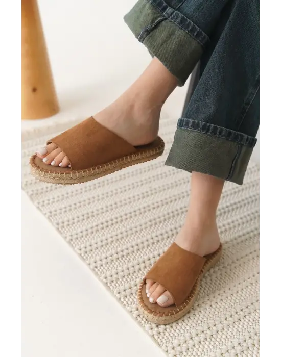 Grey Süet Taba Kadın Terlik