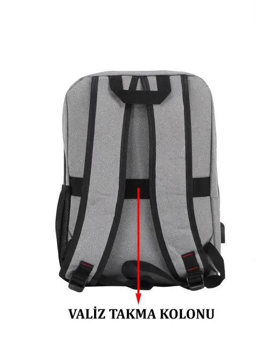 Gri Darbe Emici Korumalı Usb Aparatlı 14-15,6 Inç Laptop Bölmeli Ithal Sırt Çantası