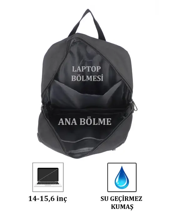 Gri Darbe Emici Korumalı Usb Aparatlı 14-15,6 Inç Laptop Bölmeli Ithal Sırt Çantası