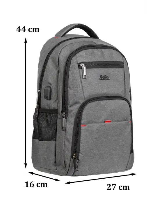 Gri Sportif Darbe Emici Su Geçirmez 13,3-14 inç Laptop Sırt Çantası