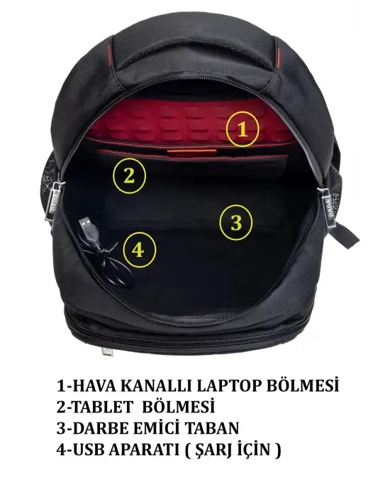 Gri Sportif Darbe Emici Su Geçirmez 13,3-14 inç Laptop Sırt Çantası