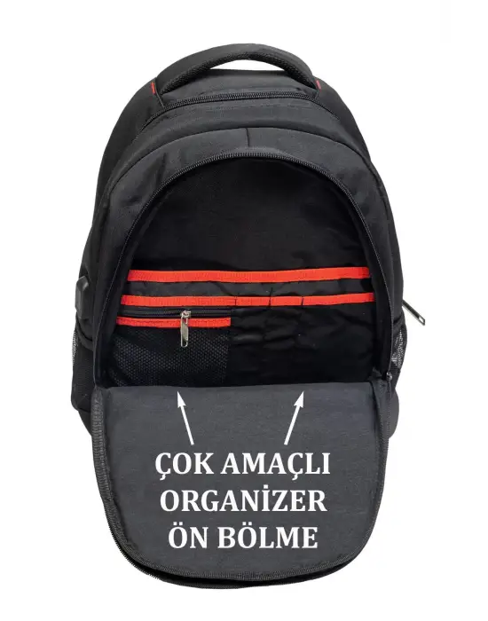 Gri Sportif Darbe Emici Su Geçirmez 13,3-14 inç Laptop Sırt Çantası