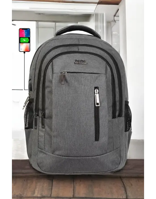 Gri Sportif Darbe Emici Su Geçirmez 14-16 inç Laptop Sırt Çantası